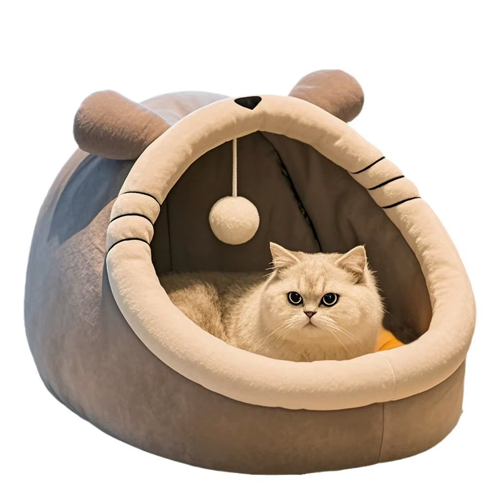 Sustainable Eco-Friendly Washable Comfortable Durable Foldable Solid 100% Cotton Padded Cat Bed Winter Warmth for Small Pets