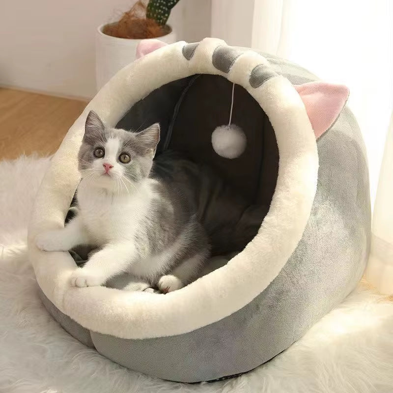 Sustainable Eco-Friendly Washable Comfortable Durable Foldable Solid 100% Cotton Padded Cat Bed Winter Warmth for Small Pets