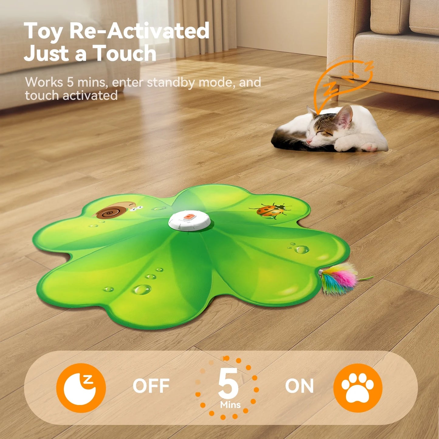2 in 1 Interactive Cat Toys for Indoor Cats, Automatic Rechargeable Hide and Seek Cat Toy with Moving Concealed Feathers and Red Dot for Cats and Kittens Self Playing