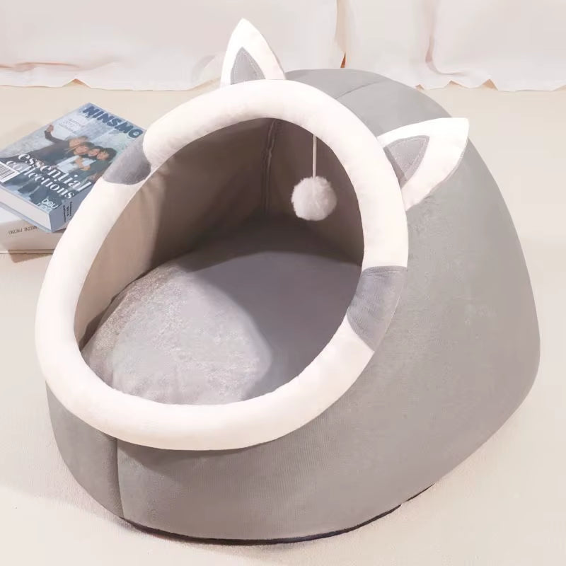 Sustainable Eco-Friendly Washable Comfortable Durable Foldable Solid 100% Cotton Padded Cat Bed Winter Warmth for Small Pets
