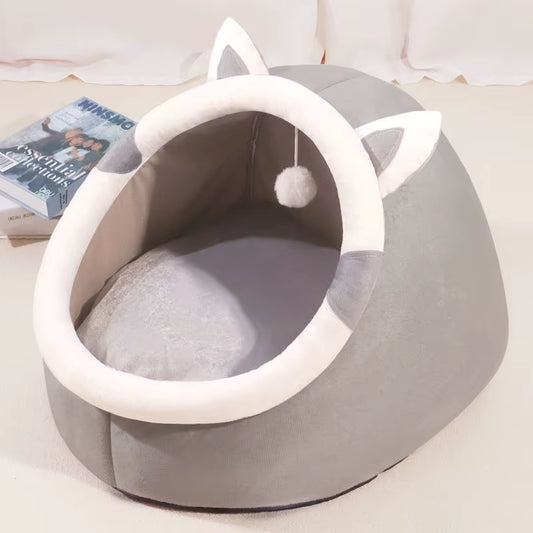 Sustainable Eco-Friendly Washable Comfortable Durable Foldable Solid 100% Cotton Padded Cat Bed Winter Warmth for Small Pets