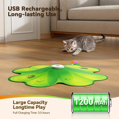 2 in 1 Interactive Cat Toys for Indoor Cats, Automatic Rechargeable Hide and Seek Cat Toy with Moving Concealed Feathers and Red Dot for Cats and Kittens Self Playing