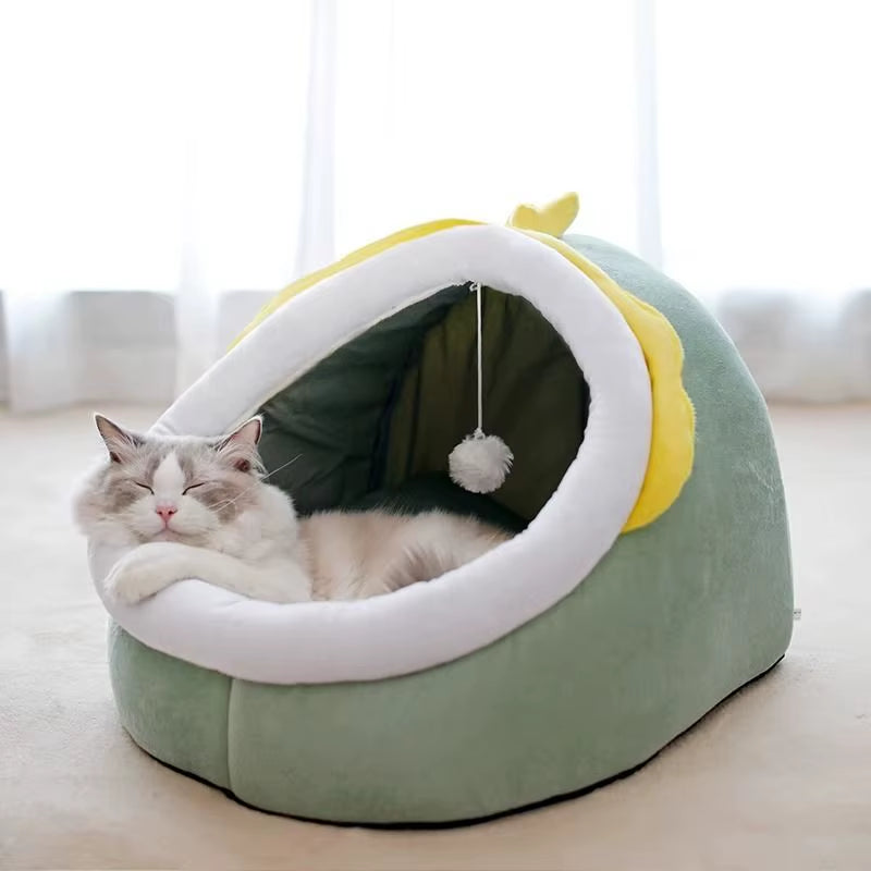 Sustainable Eco-Friendly Washable Comfortable Durable Foldable Solid 100% Cotton Padded Cat Bed Winter Warmth for Small Pets