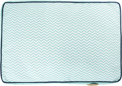 Jonathan Adler Now House for Pets Teal Chevron Cushion Dog Bed, Medium, 30.0"L X 20.0"W X 5.0"Th, Cotton/Poly Blend, Removable Cover, Machine Washable
