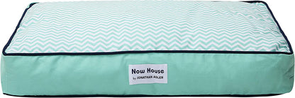 Jonathan Adler Now House for Pets Teal Chevron Cushion Dog Bed, Medium, 30.0"L X 20.0"W X 5.0"Th, Cotton/Poly Blend, Removable Cover, Machine Washable